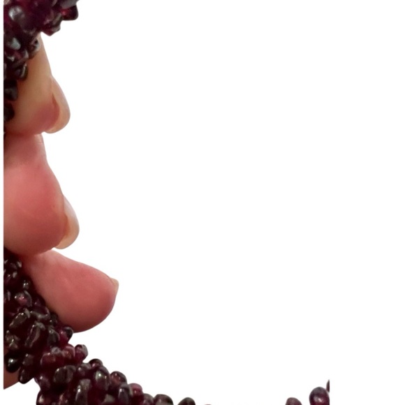 Genuine Garnet Beaded Bangle Bracelet